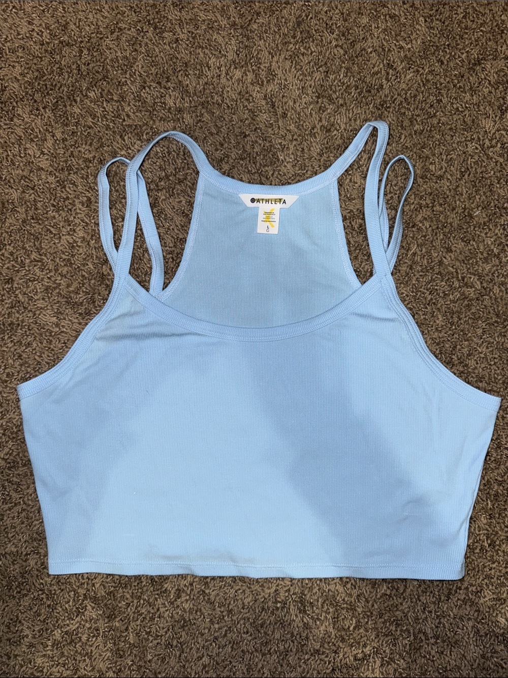 Athleta Sky Blue Ribbed Double-Strap Crop Tank